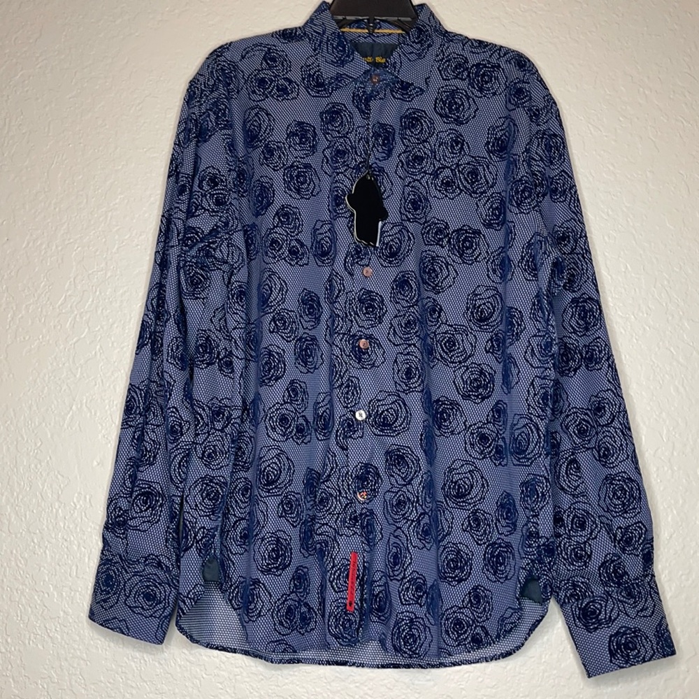 Visconti black velvet rose dress shirt